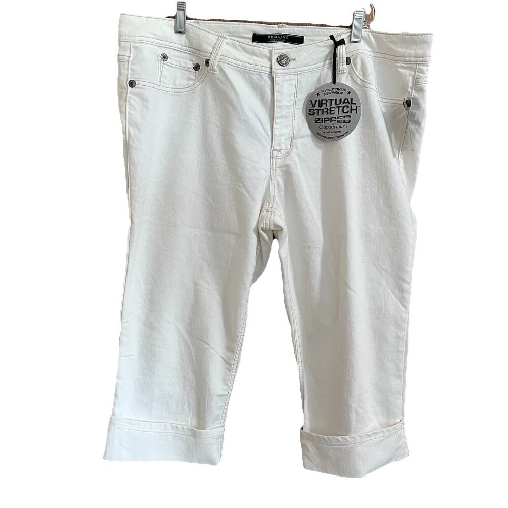 Domaine Brand Capri Jeans Women’s Size 20 Embroidered Pockets White Shapalicious
